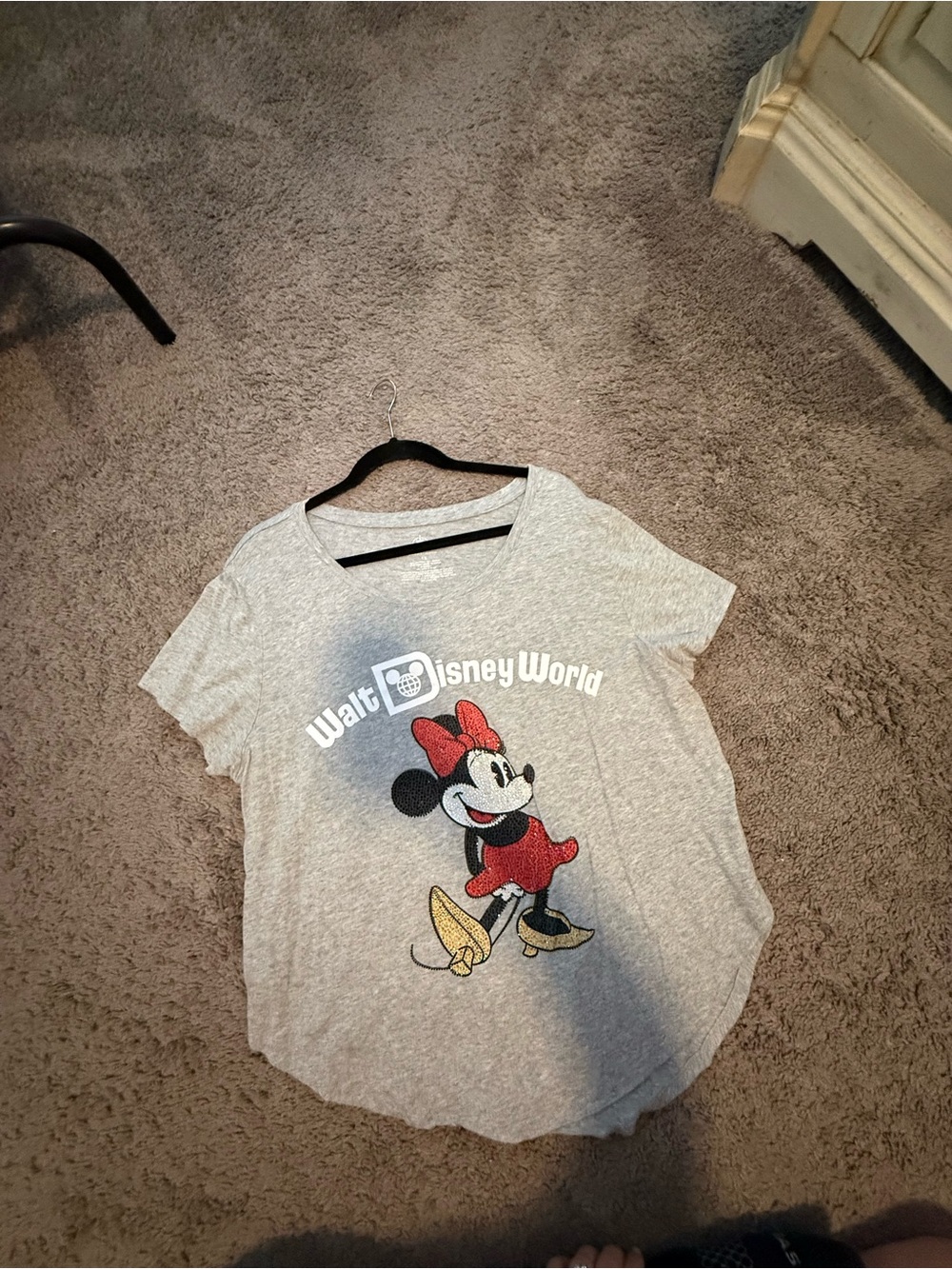Disney Parks Women’s Minnie Mouse Gray T‑Shirt with Rhinestones